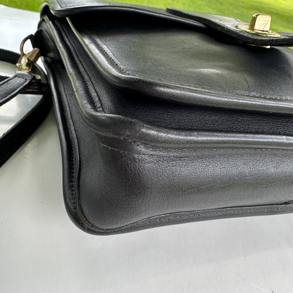 Vintage Coach 5130 Black Leather Station Satchel Crossbody Bag Brass Hardware - Picture 10 of 16
